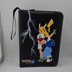 Pokemon 20th Anniversary Trading Card Binder - Black with Pikachu and Ash New